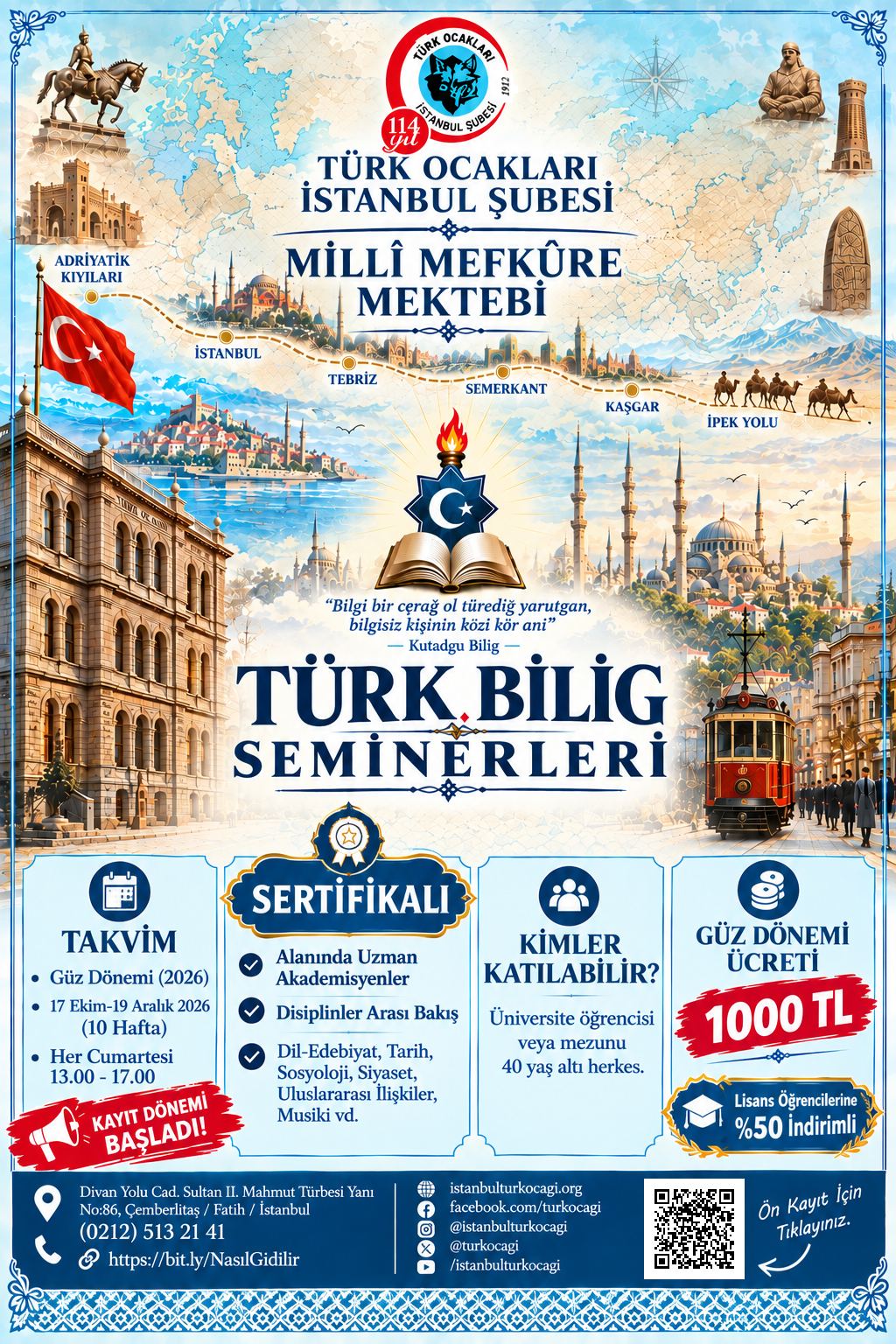 Millî Mefkûre Mektebi Türk Bilig Seminerleri afişi